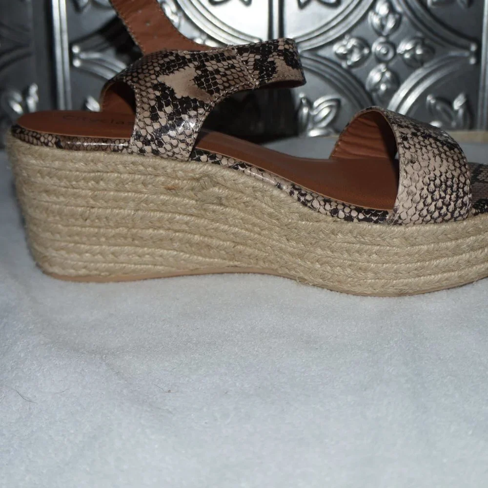 Cityclassified Size 7 Snake Print Espadrille Platform Sandals Wedges